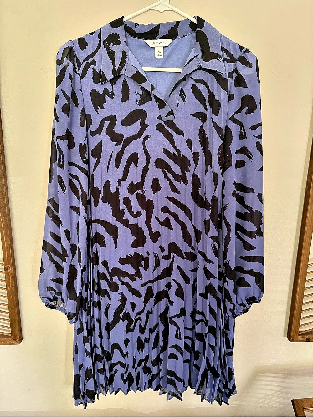 Nine West Animal Print Mini Dress in Purple & Black